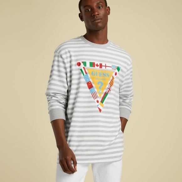 New GUESS Originals Men's Stripe Long Sleeve - Picture 1 of 3